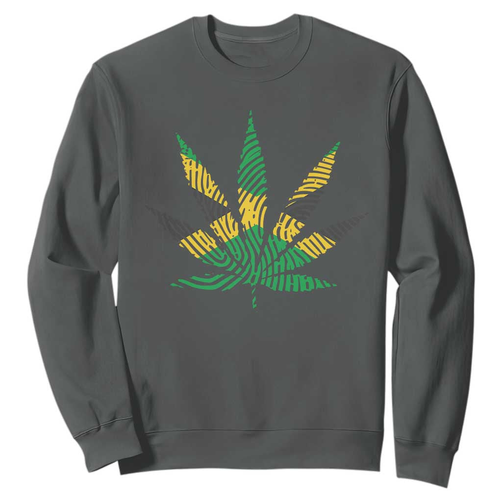 Jamaica Flag Cannabis Sweatshirt Funny Stoner Weed Lovers Marijuana 420 TS10 Dark Heather Print Your Wear