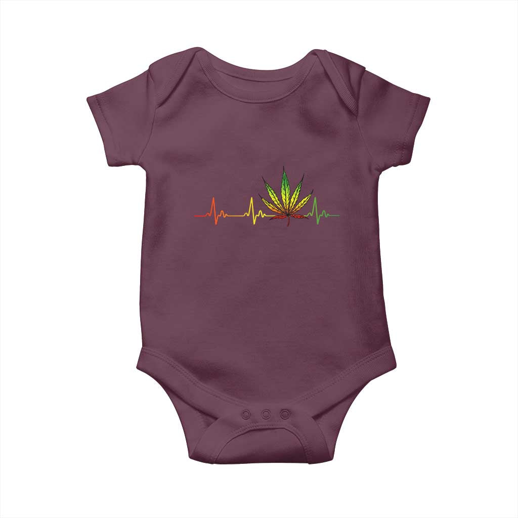 Reggae Weed Baby Onesie Rasta Marijuana Leaf Heartbeat Weed Lovers 420 TS10 Maroon Print Your Wear