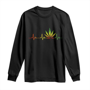 Reggae Weed Long Sleeve Shirt Rasta Marijuana Leaf Heartbeat Weed Lovers 420 TS10 Black Print Your Wear
