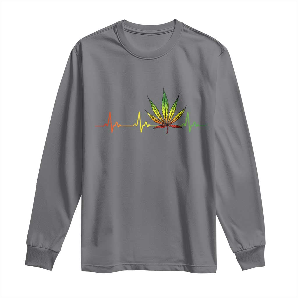 Reggae Weed Long Sleeve Shirt Rasta Marijuana Leaf Heartbeat Weed Lovers 420 TS10 Charcoal Print Your Wear