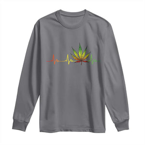 Reggae Weed Long Sleeve Shirt Rasta Marijuana Leaf Heartbeat Weed Lovers 420 TS10 Charcoal Print Your Wear