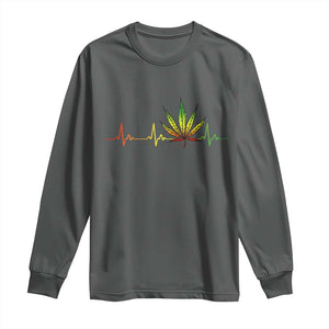 Reggae Weed Long Sleeve Shirt Rasta Marijuana Leaf Heartbeat Weed Lovers 420 TS10 Dark Heather Print Your Wear