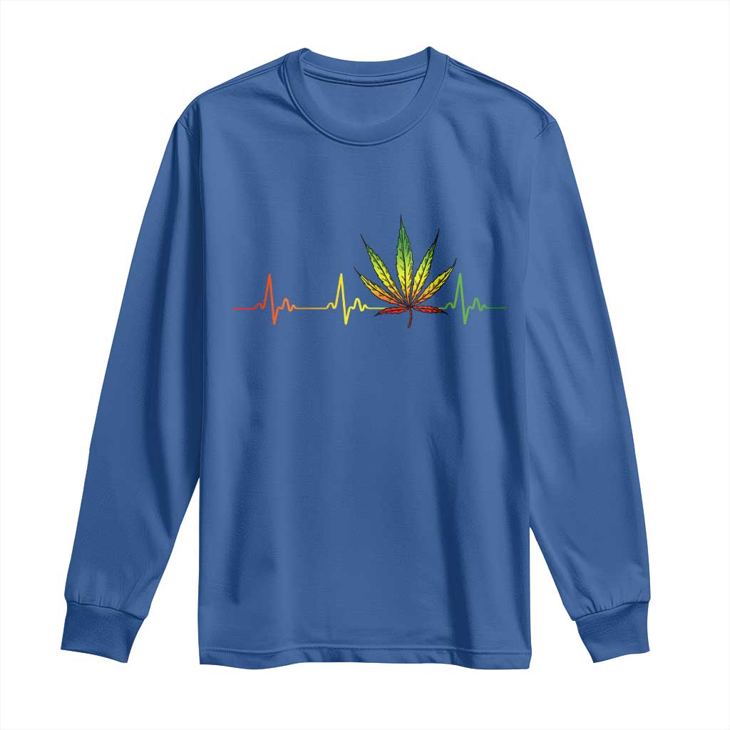 Reggae Weed Long Sleeve Shirt Rasta Marijuana Leaf Heartbeat Weed Lovers 420 TS10 Royal Blue Print Your Wear