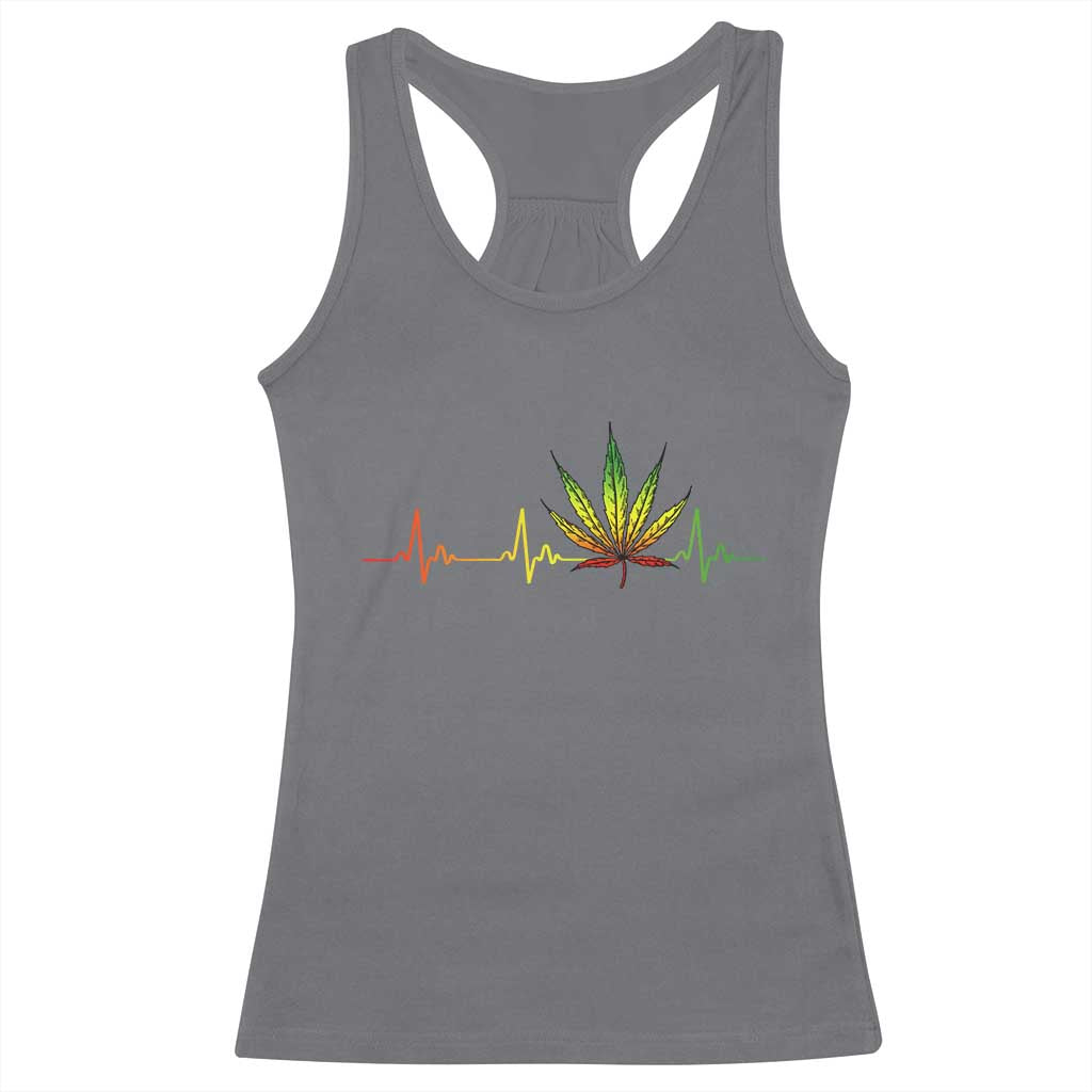 Reggae Weed Racerback Tank Top Rasta Marijuana Leaf Heartbeat Weed Lovers 420 TS10 Charcoal Print Your Wear