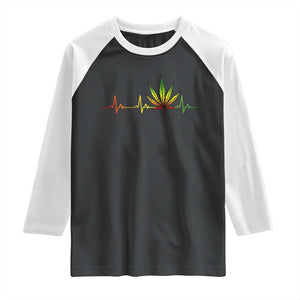 Reggae Weed Raglan Shirt Rasta Marijuana Leaf Heartbeat Weed Lovers 420 TS10 Black White Print Your Wear