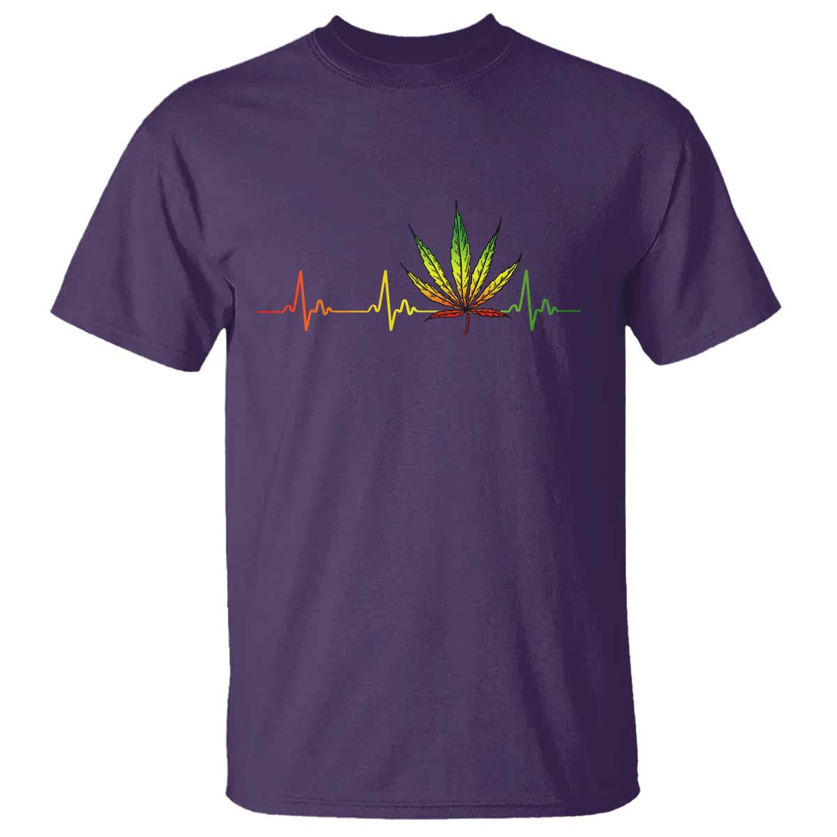 Reggae Weed T Shirt Rasta Marijuana Leaf Heartbeat Weed Lovers 420 TS10 Purple Print Your Wear