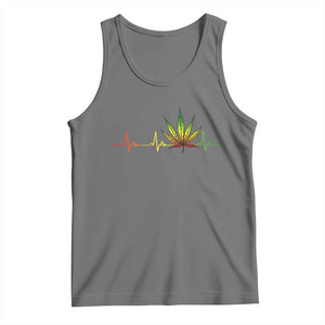 Reggae Weed Tank Top Rasta Marijuana Leaf Heartbeat Weed Lovers 420 TS10 Black Heather Print Your Wear
