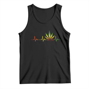 Reggae Weed Tank Top Rasta Marijuana Leaf Heartbeat Weed Lovers 420 TS10 Black Print Your Wear