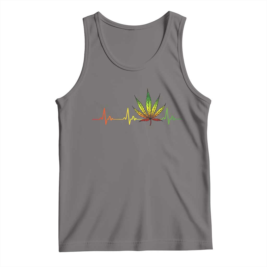 Reggae Weed Tank Top Rasta Marijuana Leaf Heartbeat Weed Lovers 420 TS10 Deep Heather Print Your Wear