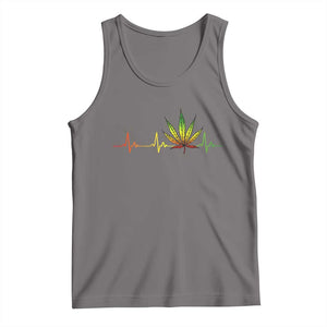 Reggae Weed Tank Top Rasta Marijuana Leaf Heartbeat Weed Lovers 420 TS10 Deep Heather Print Your Wear
