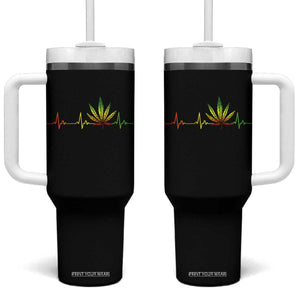 Reggae Weed Tumbler With Handle Rasta Marijuana Leaf Heartbeat Weed Lovers 420 TS10 One Size: 40 oz Black Print Your Wear