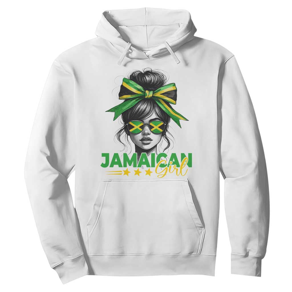 Proud Jamaican Girl Hoodie Jamaica Messy Bun Retro Vintage Jamaican Flag TS10 White Print Your Wear