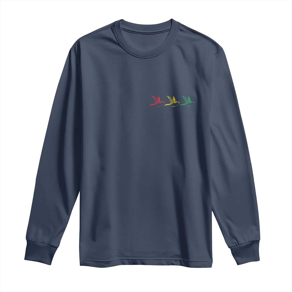 Little Birds Long Sleeve Shirt Rastafari Rasta Reggae Music Jamaican Pride TS10 Navy Print Your Wear