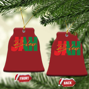 Rastafarian Jah Bless Christmas Ornament Retro Reggae Rastafari Jamaica Rasta TS10 Bell Flake Red Print Your Wear