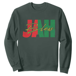 Rastafarian Jah Bless Sweatshirt Retro Reggae Rastafari Jamaica Rasta TS10 Dark Forest Green Print Your Wear