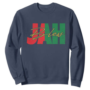 Rastafarian Jah Bless Sweatshirt Retro Reggae Rastafari Jamaica Rasta TS10 Navy Print Your Wear
