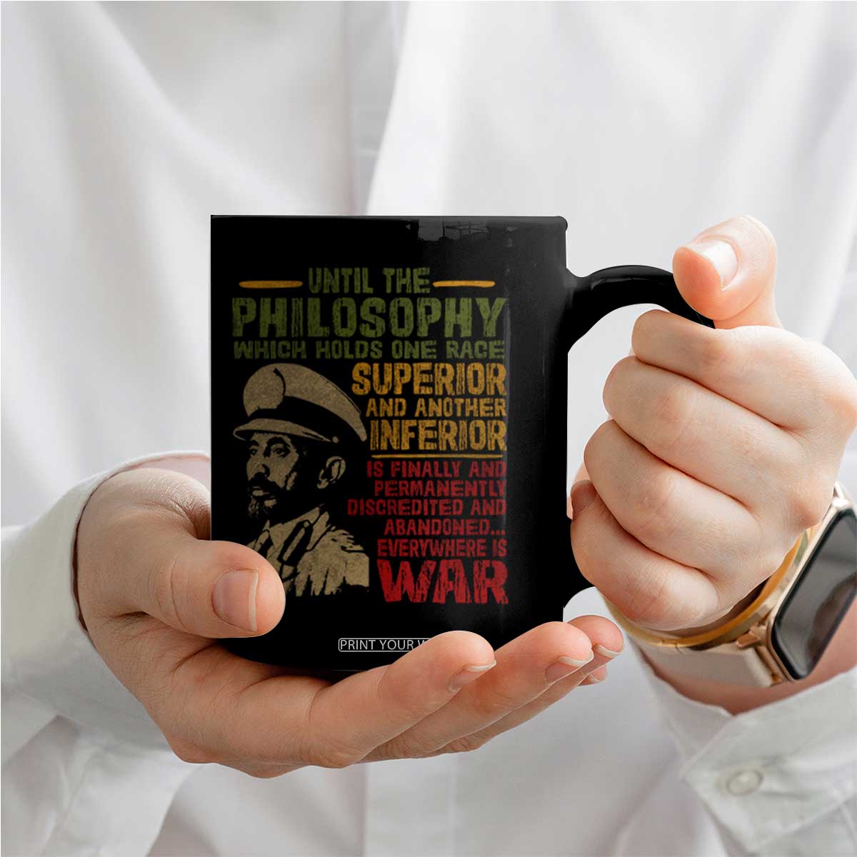 Haile Selassie Coffee Mug War Speech Lion of Judah Rasta Jah Bless TS10 Print Your Wear