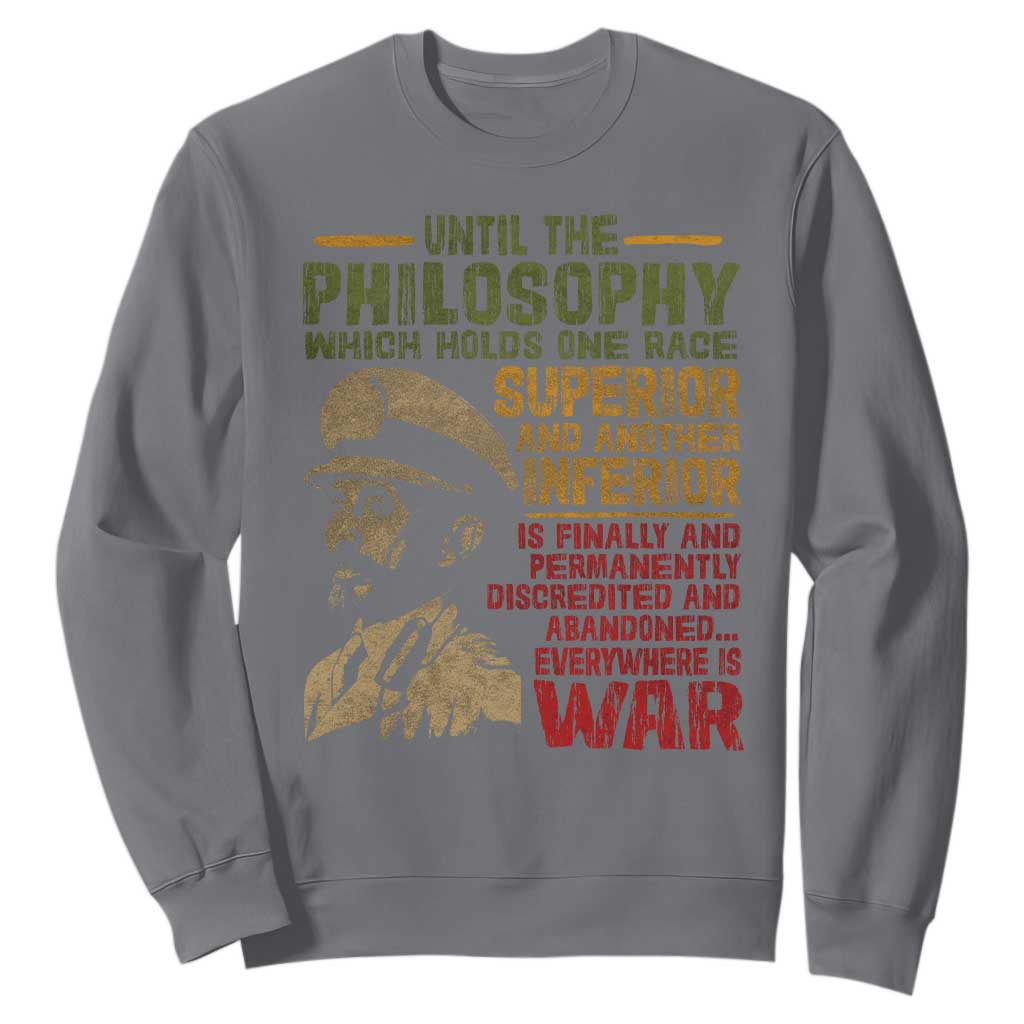 Haile Selassie Sweatshirt War Speech Lion of Judah Rasta Jah Bless TS10 Charcoal Print Your Wear