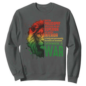 Lion of Judah Sweatshirt Rasta Haile Selassie War Speech Jah Bless TS10 Dark Heather Print Your Wear