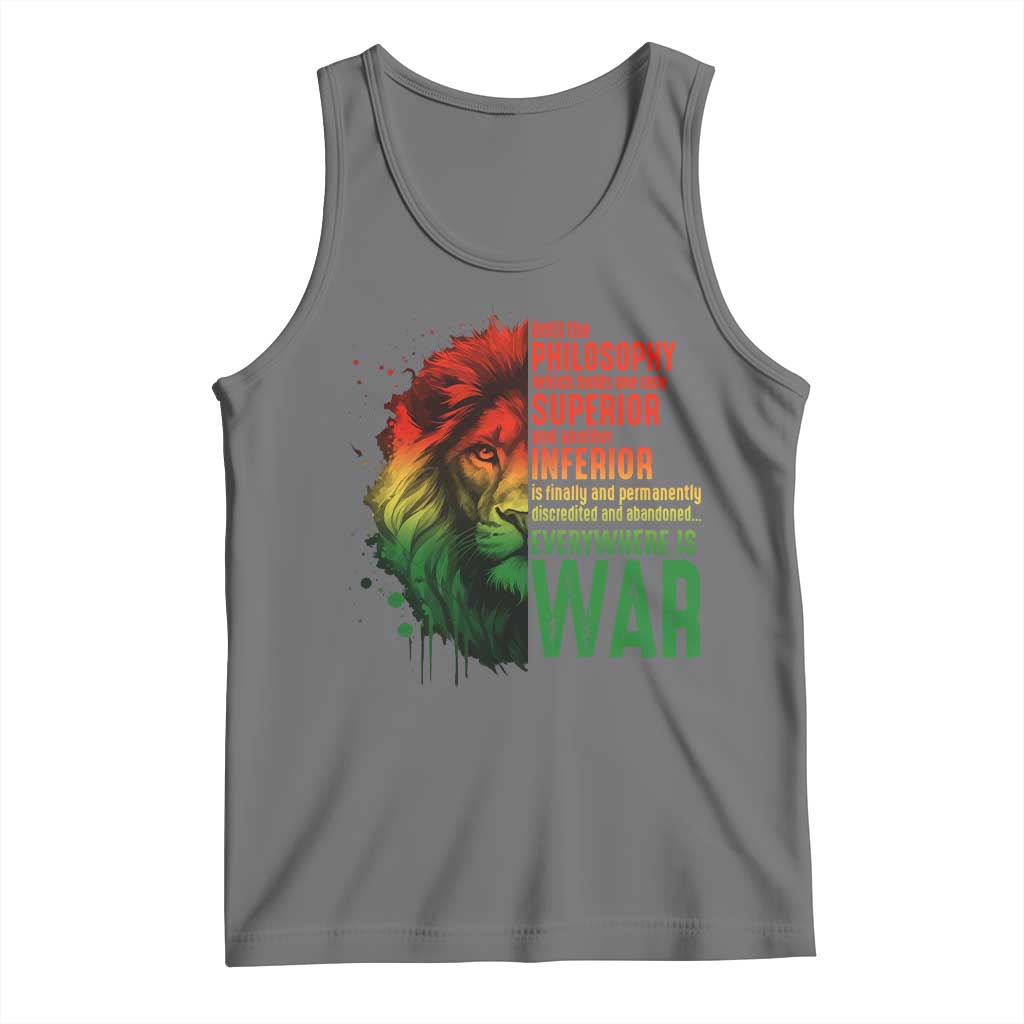 Lion of Judah Tank Top Rasta Haile Selassie War Speech Jah Bless TS10 Black Heather Print Your Wear