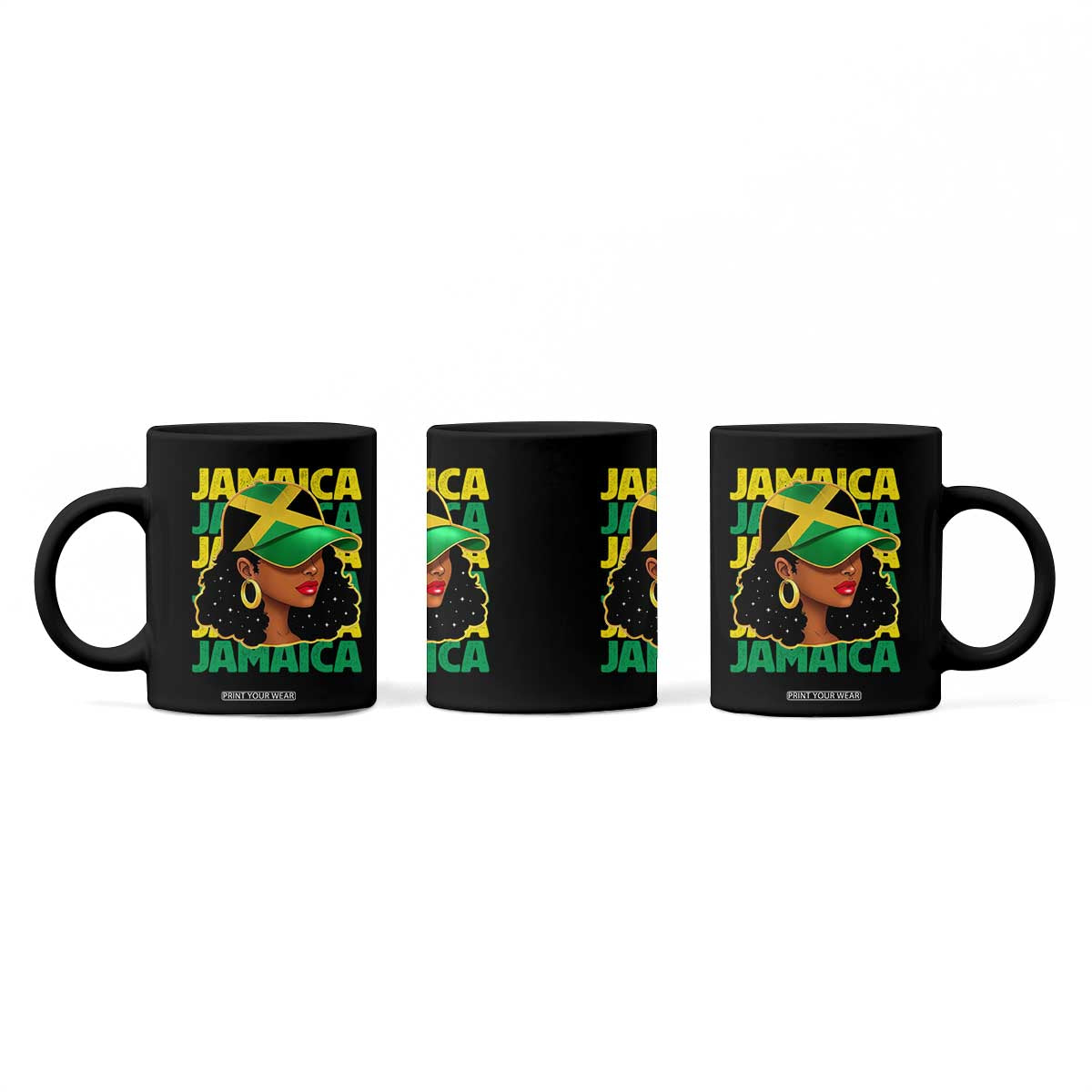Proud Jamaican Afro Black Woman Jamaica Flag Pride Coffee Mug TS10 Print Your Wear