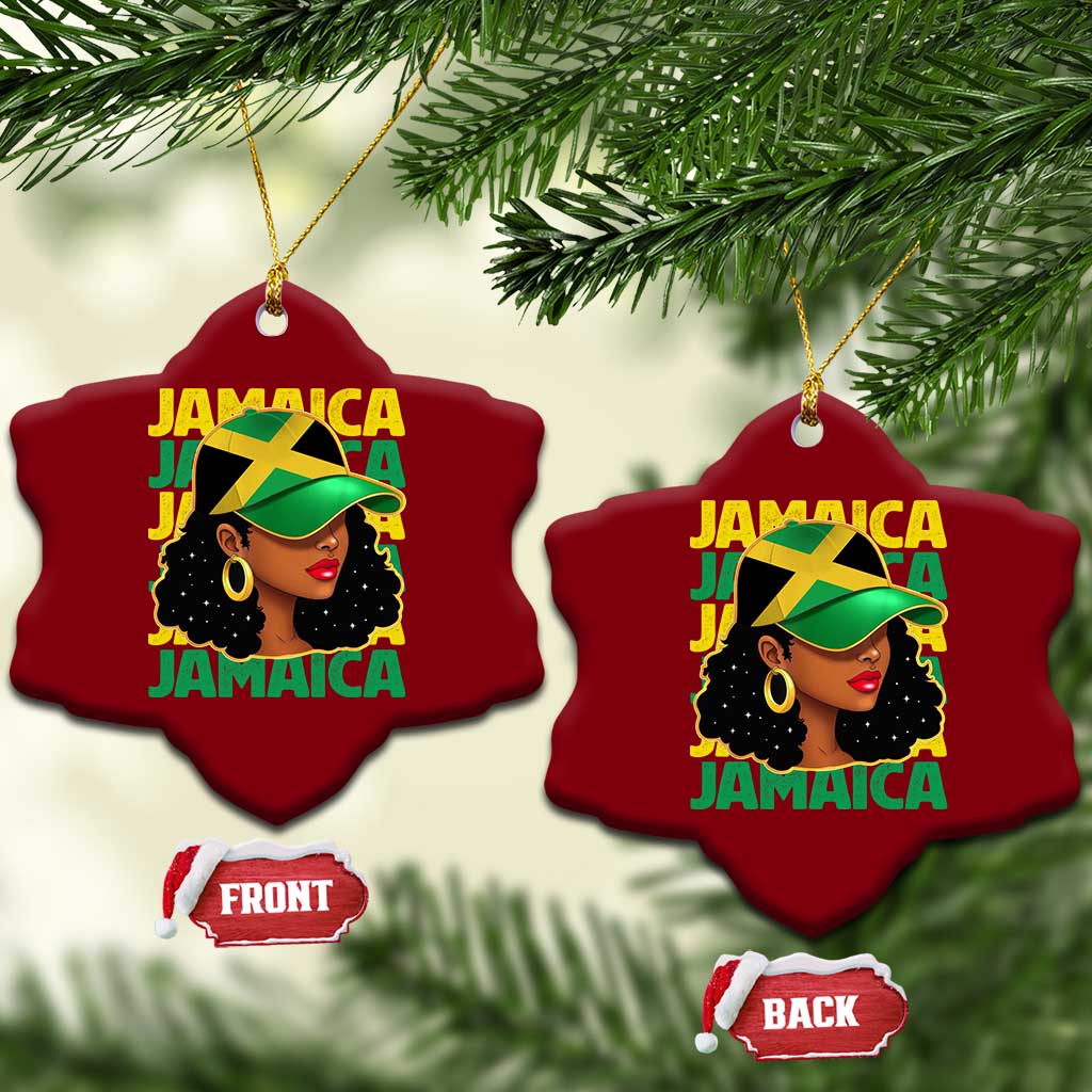 Proud Jamaican Afro Black Woman Jamaica Flag Pride Ceramic Ornament TS10 Print Your Wear
