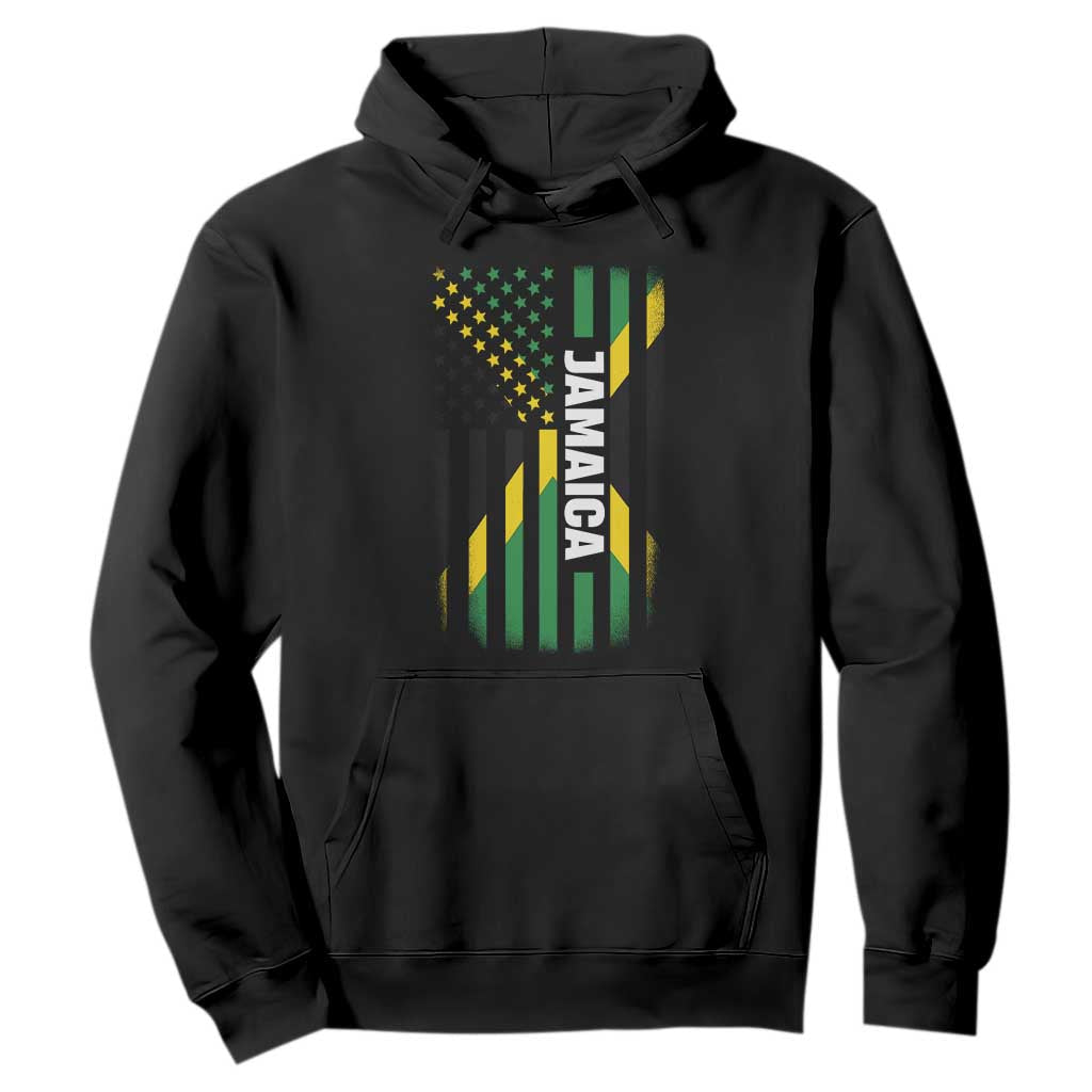 Jamaican American Flag Hoodie Distressed Jamaica America Usa Flag TS10 Black Print Your Wear