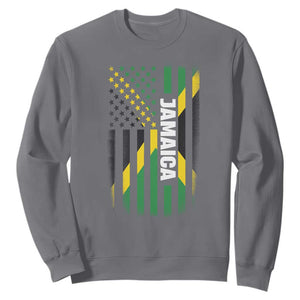 Jamaican American Flag Sweatshirt Distressed Jamaica America Usa Flag TS10 Charcoal Print Your Wear
