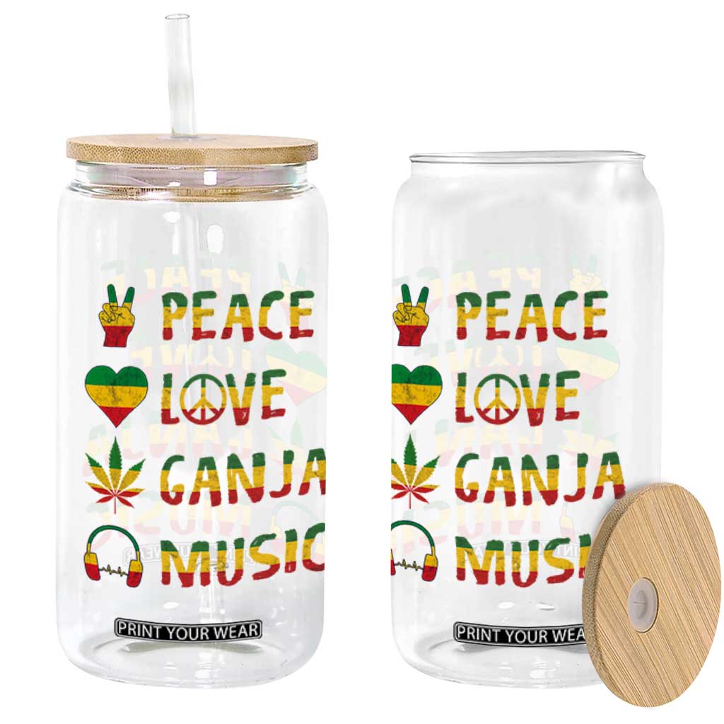 Rasta Weed Glass Can Peace Love Ganja Marijuana Cannabis Reggae Music TS10 Print Your Wear