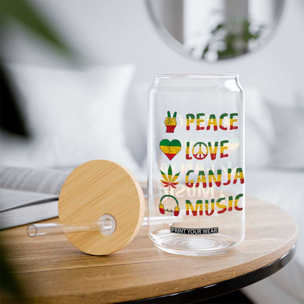 Rasta Weed Glass Can Peace Love Ganja Marijuana Cannabis Reggae Music TS10 Print Your Wear