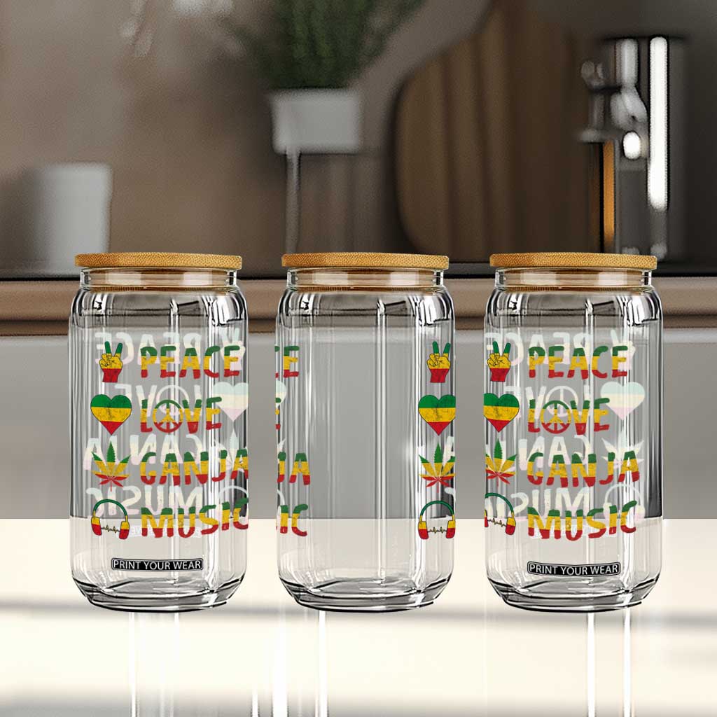 Rasta Weed Glass Can Peace Love Ganja Marijuana Cannabis Reggae Music TS10 Print Your Wear