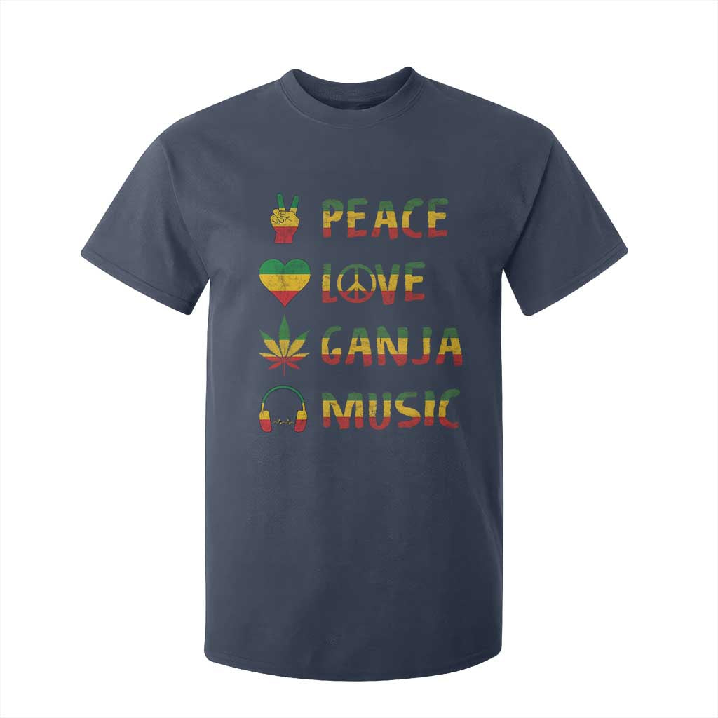Rasta Weed T Shirt For Kid Peace Love Ganja Marijuana Cannabis Reggae Music TS10 Navy Print Your Wear