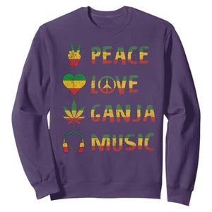 Rasta Weed Sweatshirt Peace Love Ganja Marijuana Cannabis Reggae Music TS10 Purple Print Your Wear