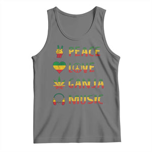 Rasta Weed Tank Top Peace Love Ganja Marijuana Cannabis Reggae Music TS10 Black Heather Print Your Wear