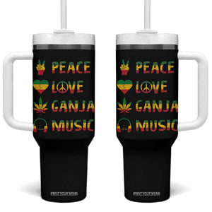 Rasta Weed Tumbler With Handle Peace Love Ganja Marijuana Cannabis Reggae Music TS10 One Size: 40 oz Black Print Your Wear