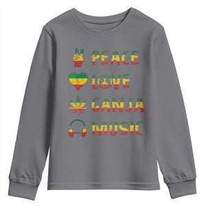 Rasta Weed Youth Sweatshirt Peace Love Ganja Marijuana Cannabis Reggae Music TS10 Charcoal Print Your Wear
