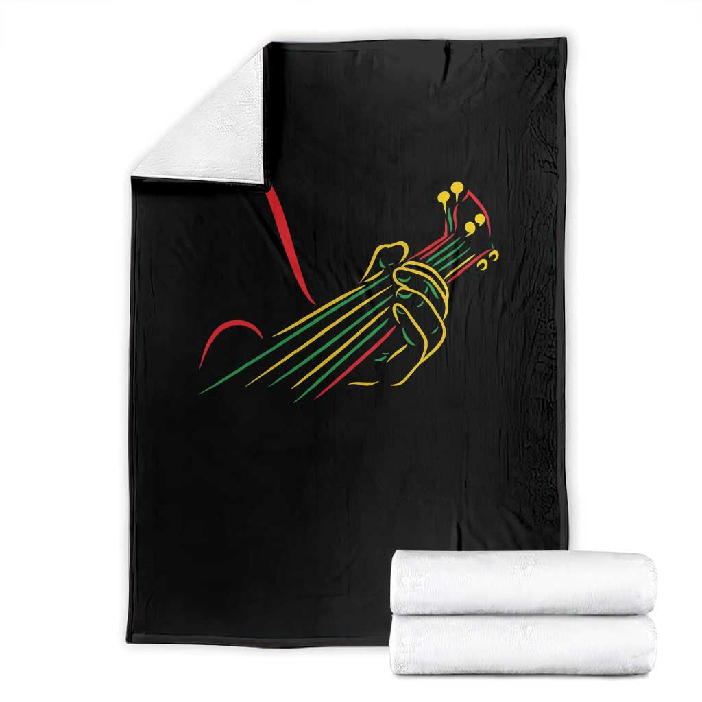 Reggae Guitar Throw Blanket Rasta Music Gift for Guitar Lovers TS10 Black Print Your Wear
