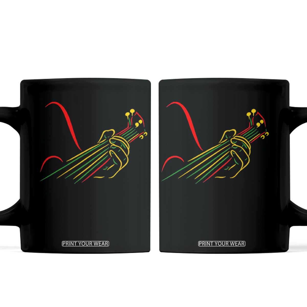 Reggae Guitar Coffee Mug Rasta Music Gift for Guitar Lovers TS10 Black Print Your Wear