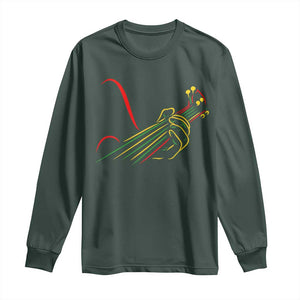 Reggae Guitar Long Sleeve Shirt Rasta Music Gift for Guitar Lovers TS10 Dark Forest Green Print Your Wear