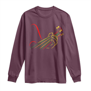 Reggae Guitar Long Sleeve Shirt Rasta Music Gift for Guitar Lovers TS10 Maroon Print Your Wear