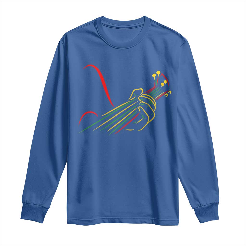 Reggae Guitar Long Sleeve Shirt Rasta Music Gift for Guitar Lovers TS10 Royal Blue Print Your Wear
