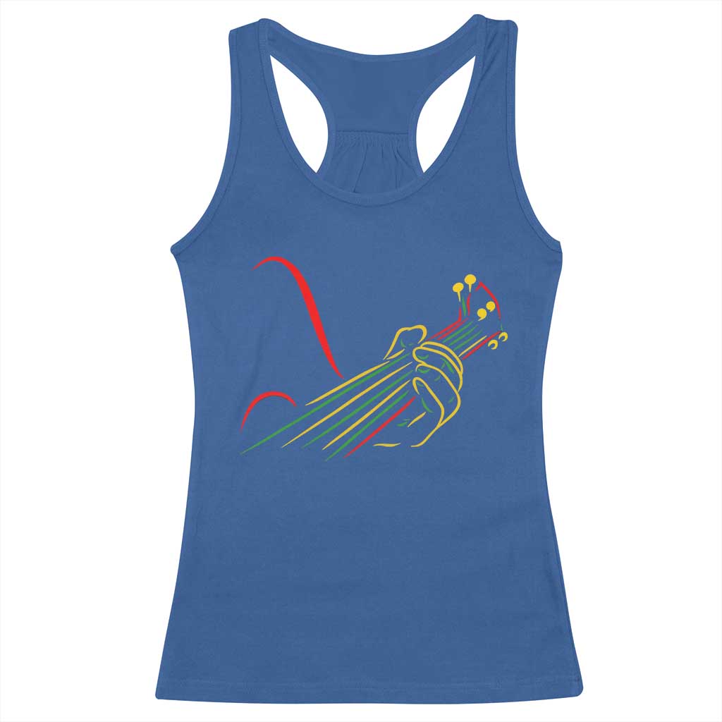 Reggae Guitar Racerback Tank Top Rasta Music Gift for Guitar Lovers TS10 Royal Blue Print Your Wear