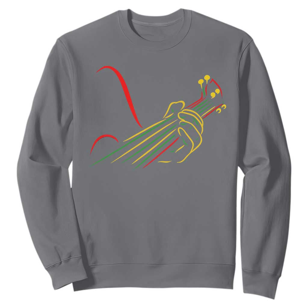 Reggae Guitar Sweatshirt Rasta Music Gift for Guitar Lovers TS10 Charcoal Print Your Wear
