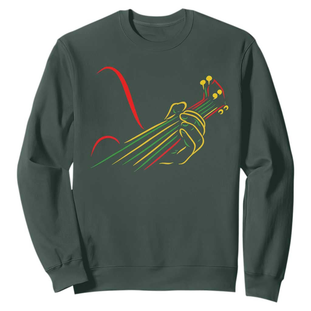 Reggae Guitar Sweatshirt Rasta Music Gift for Guitar Lovers TS10 Dark Forest Green Print Your Wear
