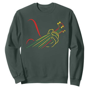 Reggae Guitar Sweatshirt Rasta Music Gift for Guitar Lovers TS10 Dark Forest Green Print Your Wear