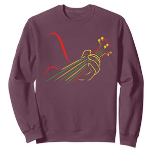 Reggae Guitar Sweatshirt Rasta Music Gift for Guitar Lovers TS10 Maroon Print Your Wear