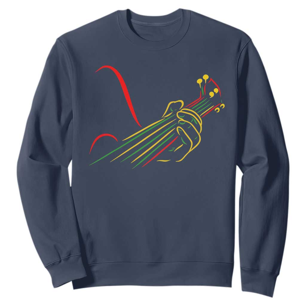 Reggae Guitar Sweatshirt Rasta Music Gift for Guitar Lovers TS10 Navy Print Your Wear