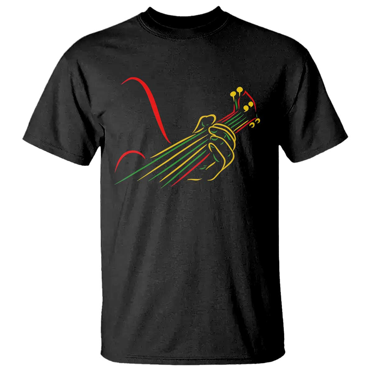 Reggae Guitar T Shirt Rasta Music Gift for Guitar Lovers TS10 Black Print Your Wear