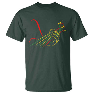 Reggae Guitar T Shirt Rasta Music Gift for Guitar Lovers TS10 Dark Forest Green Print Your Wear
