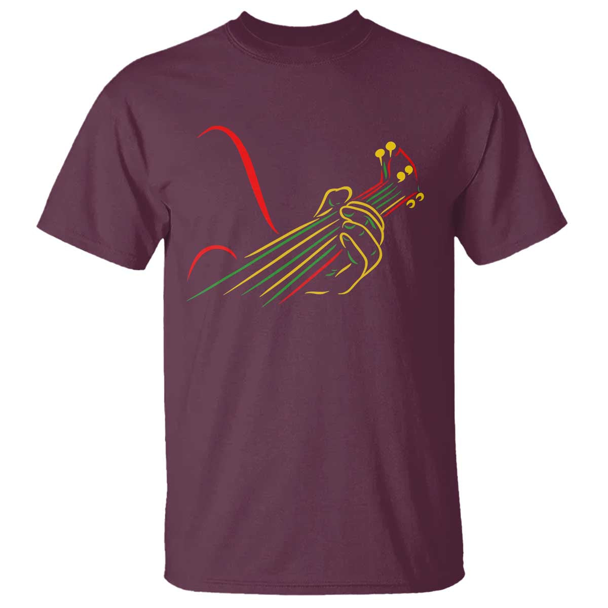 Reggae Guitar T Shirt Rasta Music Gift for Guitar Lovers TS10 Maroon Print Your Wear